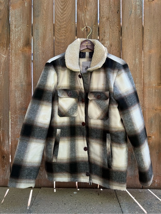 RAINFOREST Other - RAINFOREST Black Tan Cream Plaid Sherpa Collar Lined Full Zip Jacket Size Large